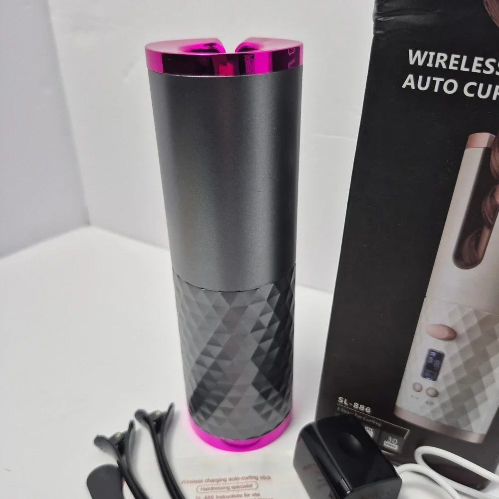 Wireless USB Auto‎ Hair Curler SL-886 Cordless Ceramic Curling Iron LCD